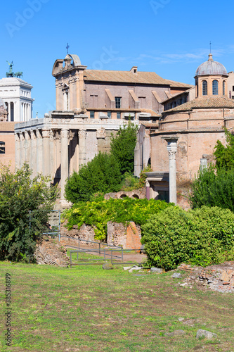 Forum Romanum, view of the ruins of several important ancient buildings, Rome, Italy