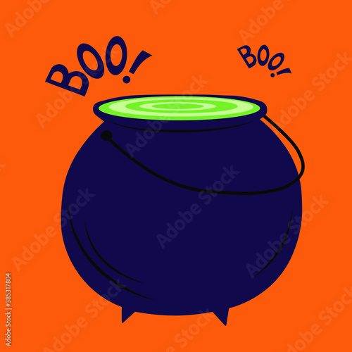 Witch Halloween cauldron vector illustration 