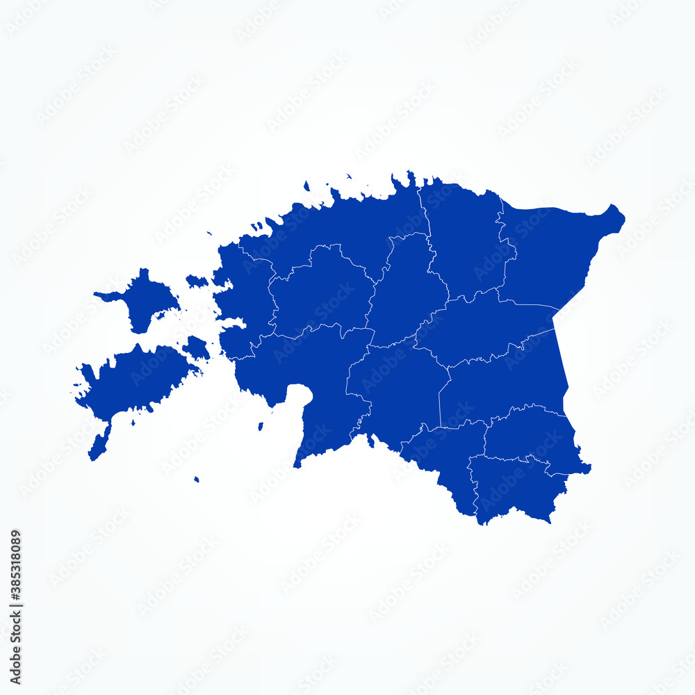 Fototapeta premium High Detailed Blue Map of Estonia on White isolated background, Vector Illustration EPS 10