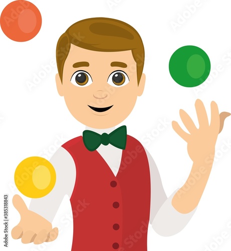 Vector illustration of a young juggler