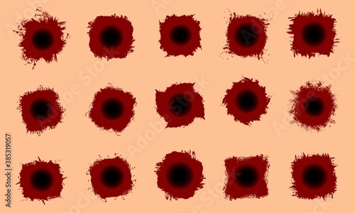 Bloody gunshot wounds in the human body, vector illustration. photo
