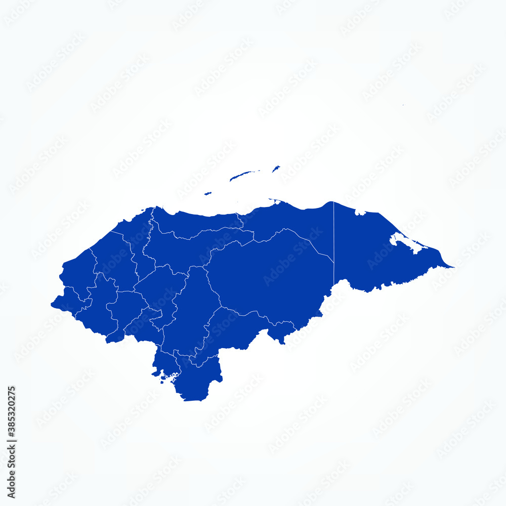 Obraz premium High Detailed Blue Map of Honduras on White isolated background, Vector Illustration EPS 10