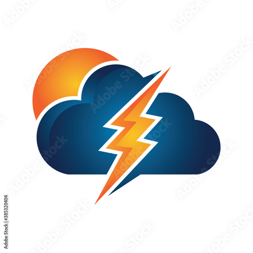 weather symbol lightning cloudy logo vector concept design template