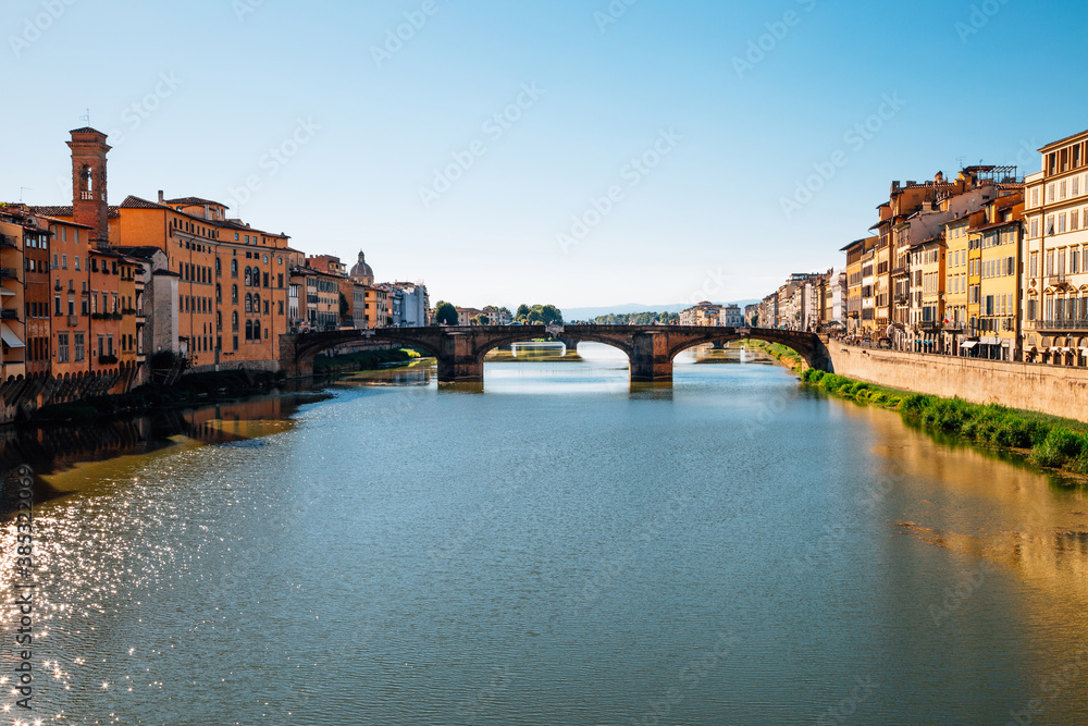 Medieval old town and Arno river in Florence, Italy