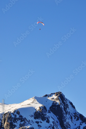 paraglider in the mountains. winter