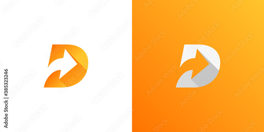 Letter D logo design . letter D and arrow concept - obrazy, fototapety, plakaty 