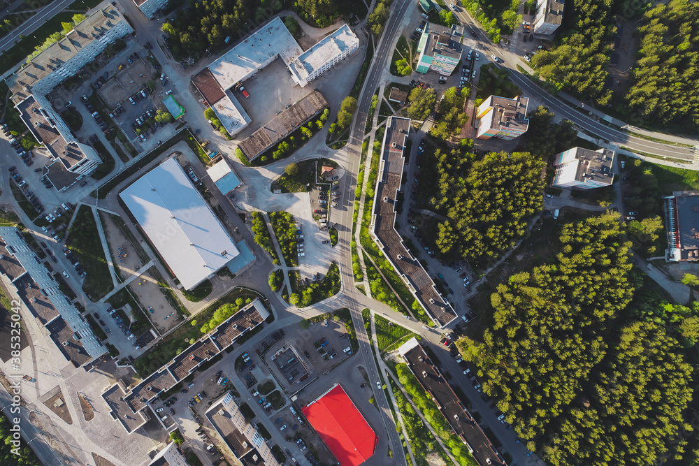 Obraz premium Aerial Townscape of Town Poliarnye Zori located in Northwestern Russia
