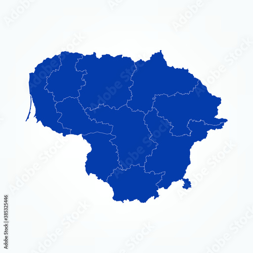 High Detailed Blue Map of Lithuania on White isolated background  Vector Illustration EPS 10