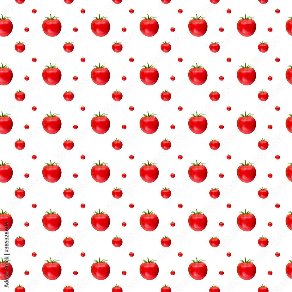 Fresh tomato seamless photographic pattern. Tomato repetitive on white background Fresh tomato seamless photographic pattern. Tomato repetitive on white background