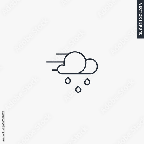 Windy rain, linear style sign for mobile concept and web design