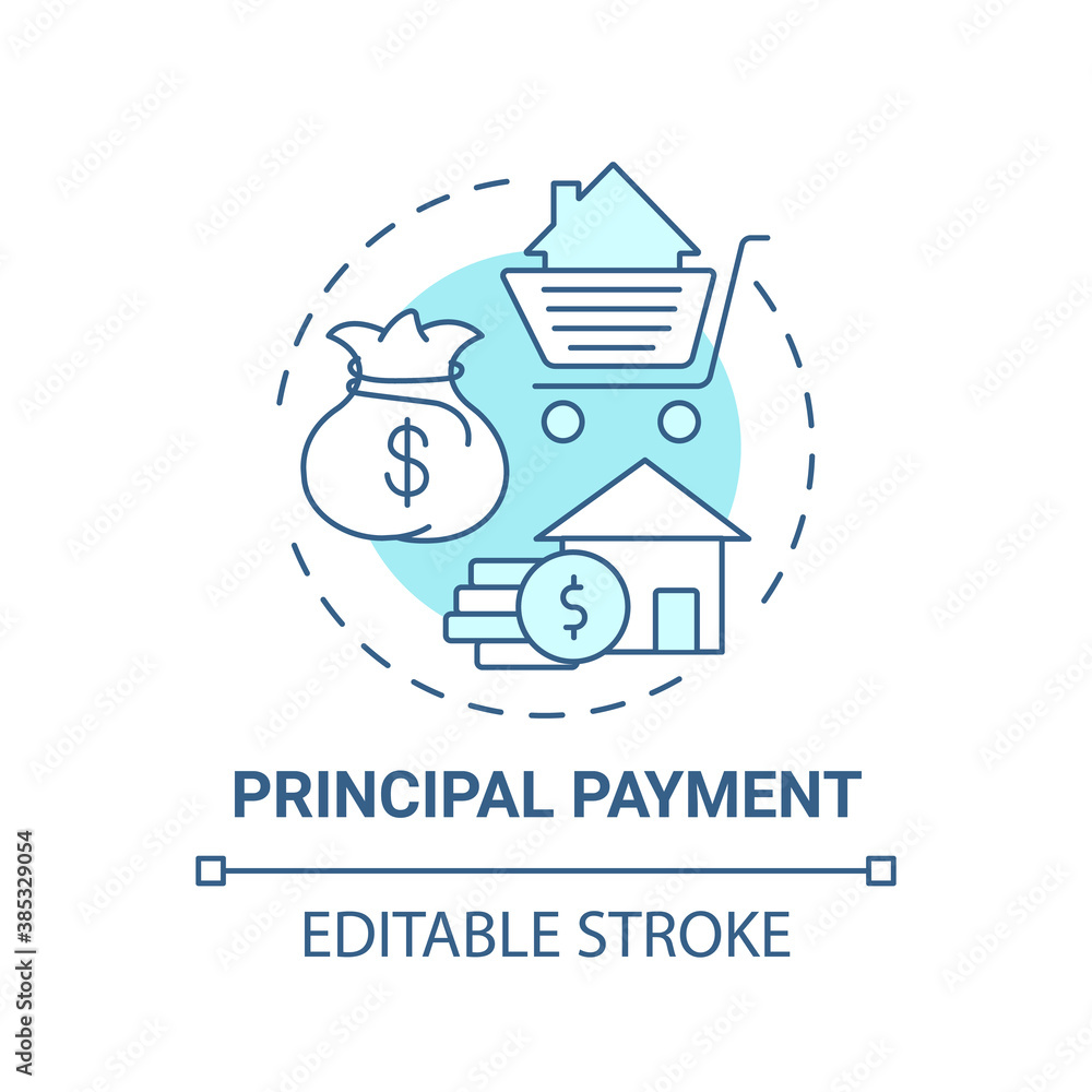 Principal payment concept icon. Mortgage payment element idea thin line illustration. Reducing debt owed. Loan repayment. Vector isolated outline RGB color drawing. Editable stroke