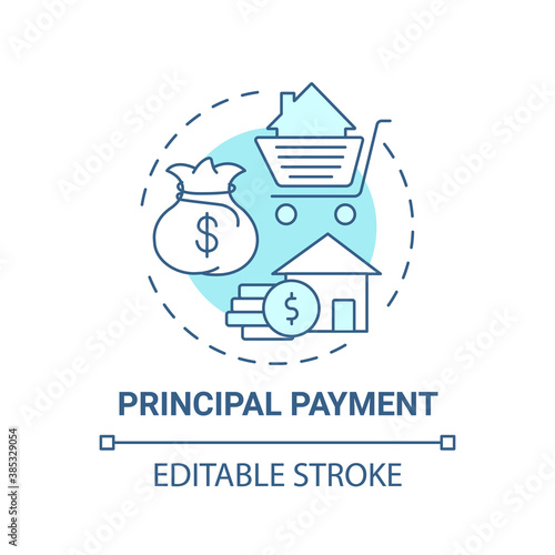 Principal payment concept icon. Mortgage payment element idea thin line illustration. Reducing debt owed. Loan repayment. Vector isolated outline RGB color drawing. Editable stroke