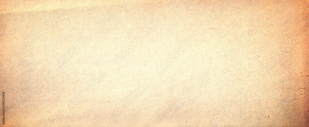 Fototapeta premium Old brown paper parchment background design with distressed vintage stains and ink spatter and white faded shabby center, elegant antique beige color