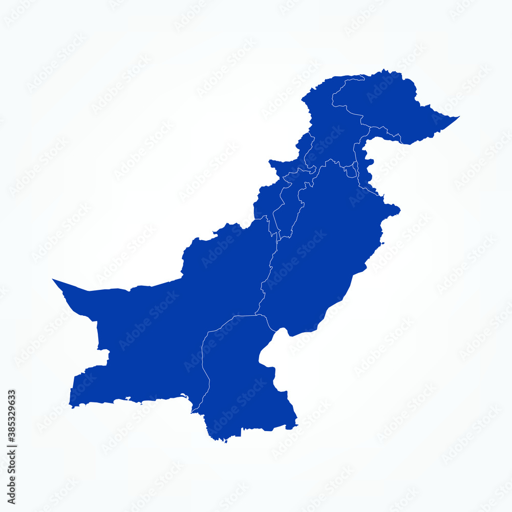 Fototapeta premium High Detailed Blue Map of Pakistan on White isolated background, Vector Illustration EPS 10