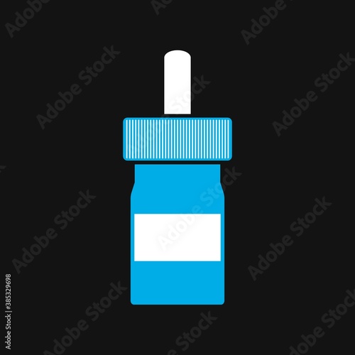 Blue Nasal drops and spray. Flat style. Pharmacy and health care. Cold, flu. Medication, pharmaceutical concept. Runny nose therapy.