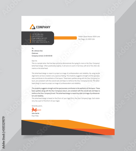Modern Creative & Clean Corporate Business style letterhead design template Vector 
