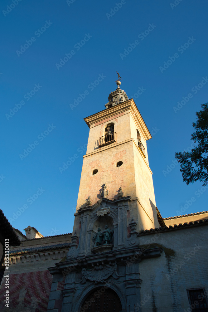 Bell tower of the church of San Justo at sunset. Toledo, Spain.