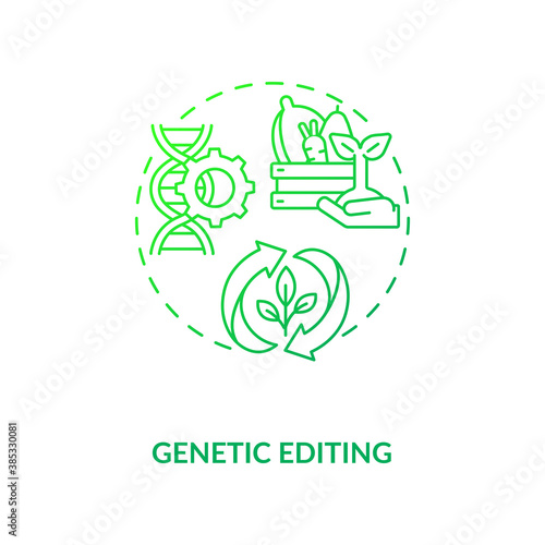 Genetic editing concept icon. Agriculture industry future innovation. Technologies for improving healthy crops production idea thin line illustration. Vector isolated outline RGB color drawing