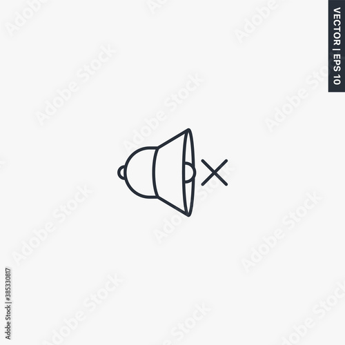 No sound, linear style sign for mobile concept and web design