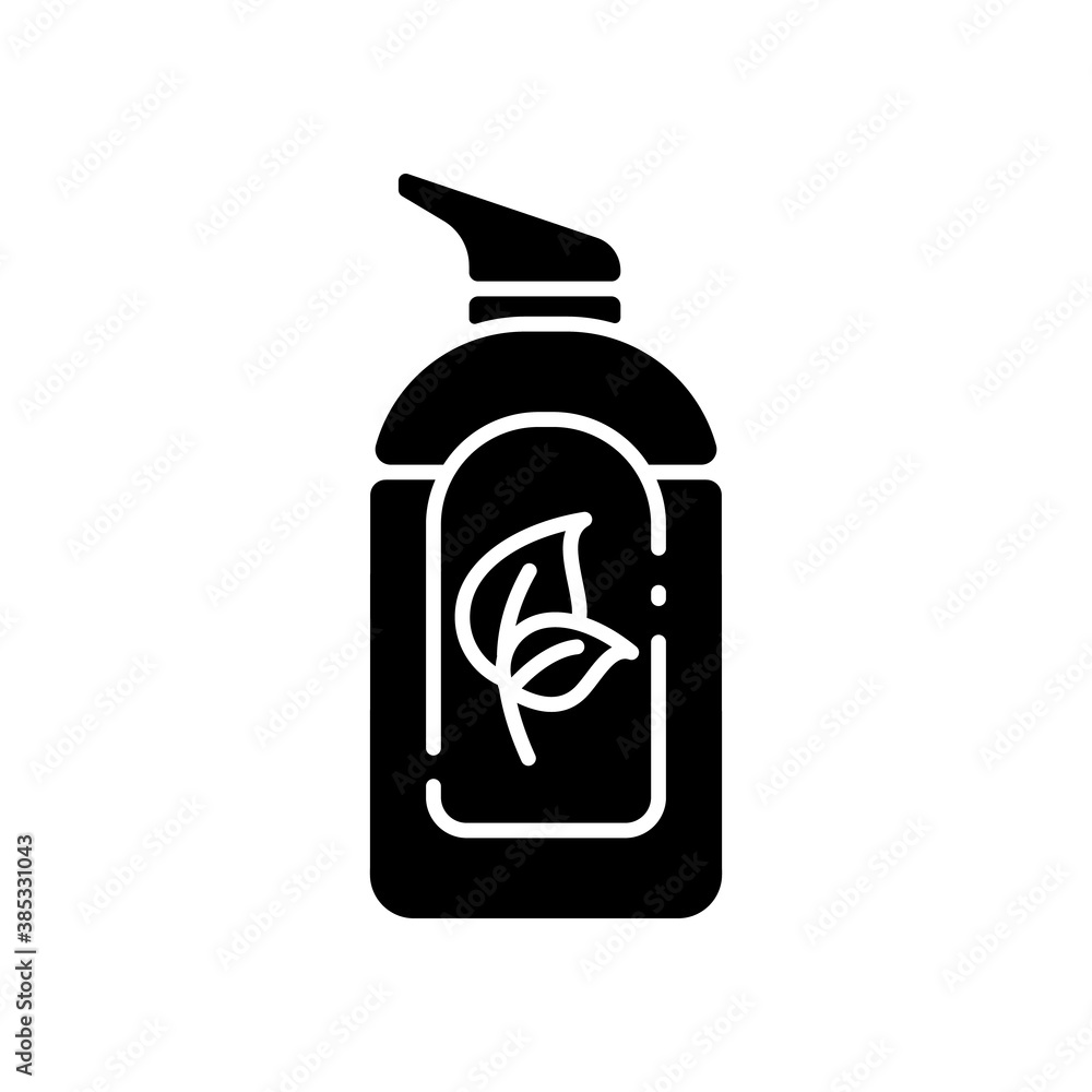 Organic hand sanitizer black glyph icon. Herbal lotion in bottle with pump. Liquid soap in tube package. Dermatology care. Silhouette symbol on white space. Vector isolated illustration Organic hand sanitizer black glyph icon. Herbal lotion in bottle with pump. Liquid soap in tube package. Dermatology care. Silhouette symbol on white space. Vector isolated illustration