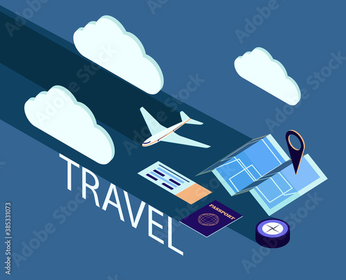 poster design ideas for travel and tourism development. Planning vacations and holidays. Perfect for banners and printing. Isometric view. EPS10