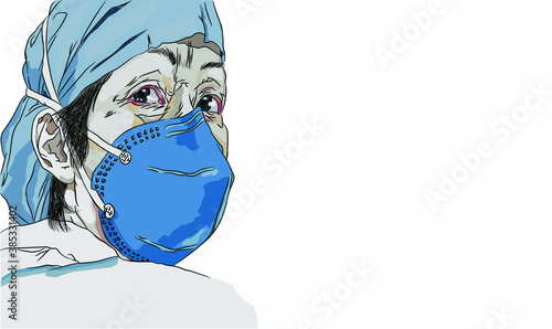 Mujer con mascarilla por covid 19