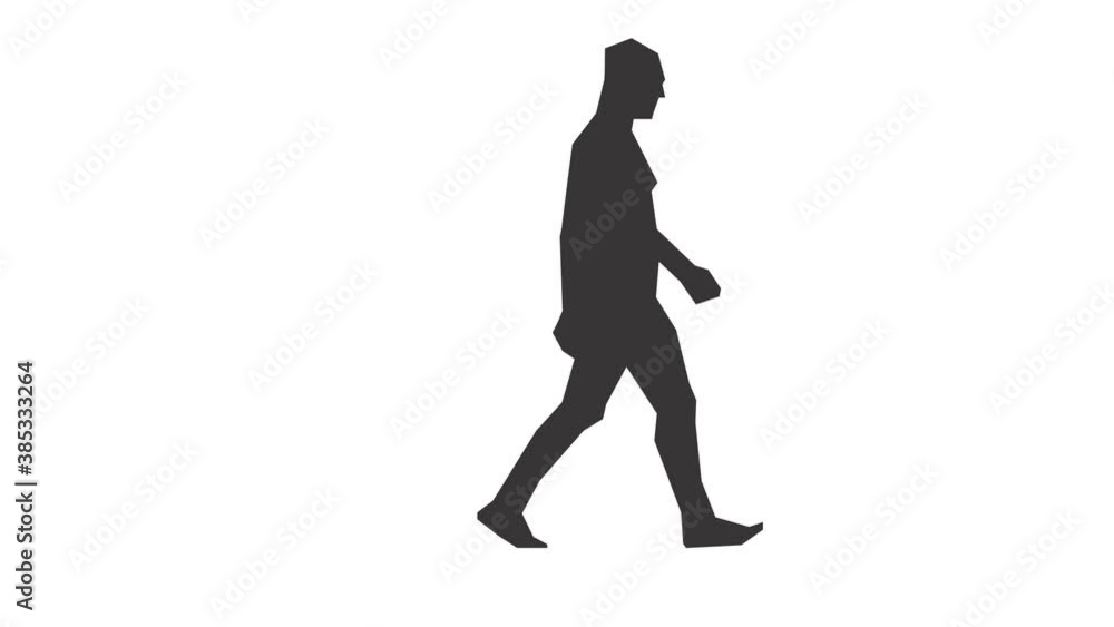 Walker 2d animation . Black silhouette against white background. Looping. Walker 2d animation . Black silhouette against white background. Looping.