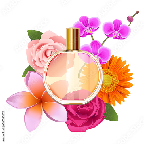 Vector Perfume with Flowers
