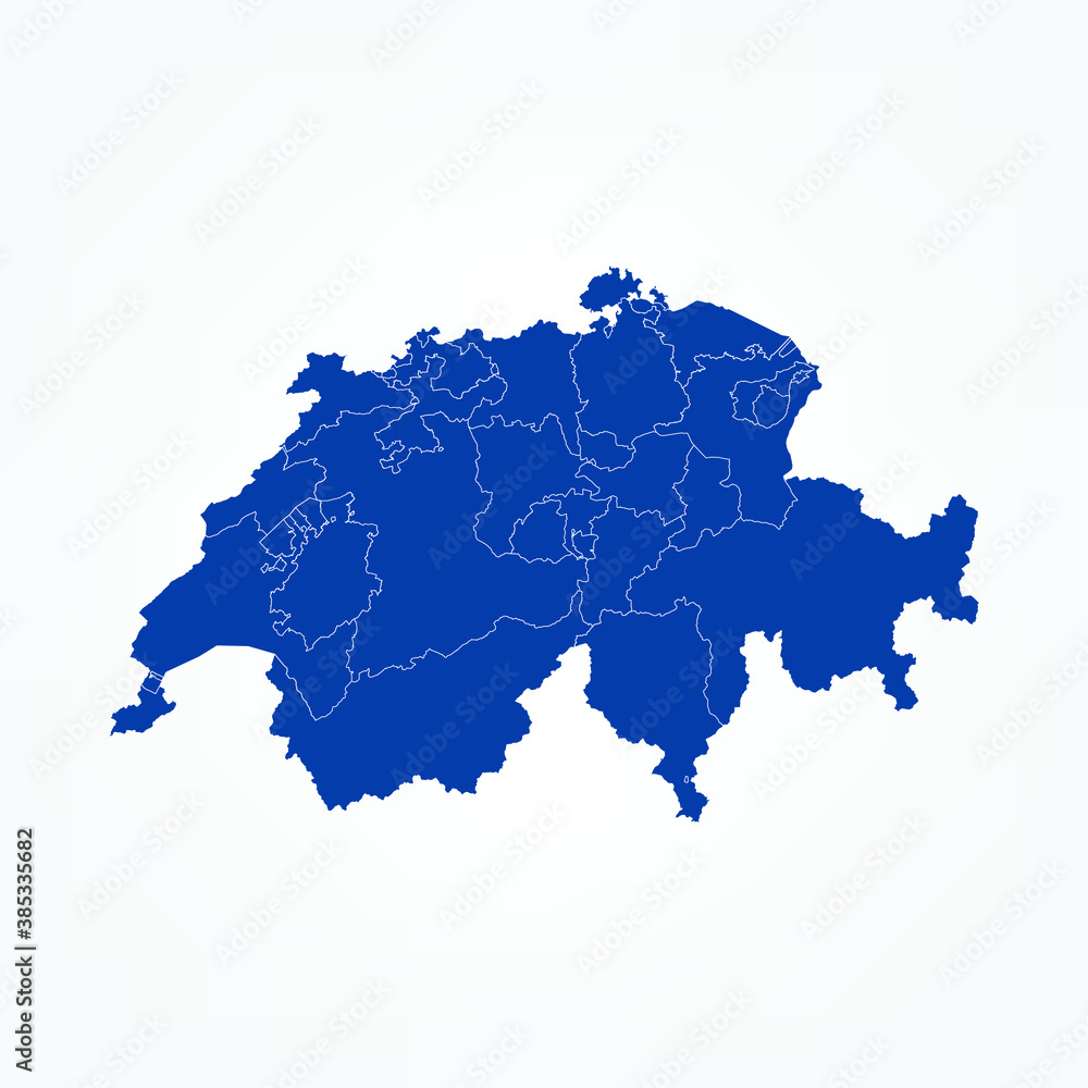 Fototapeta premium High Detailed Blue Map of Switzerland on White isolated background, Vector Illustration EPS 10