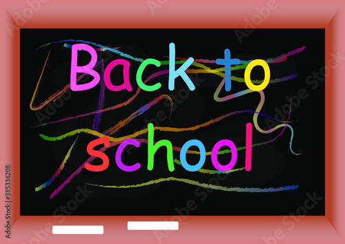 back to school. beautiful multicolored background with pencils on the blackboard