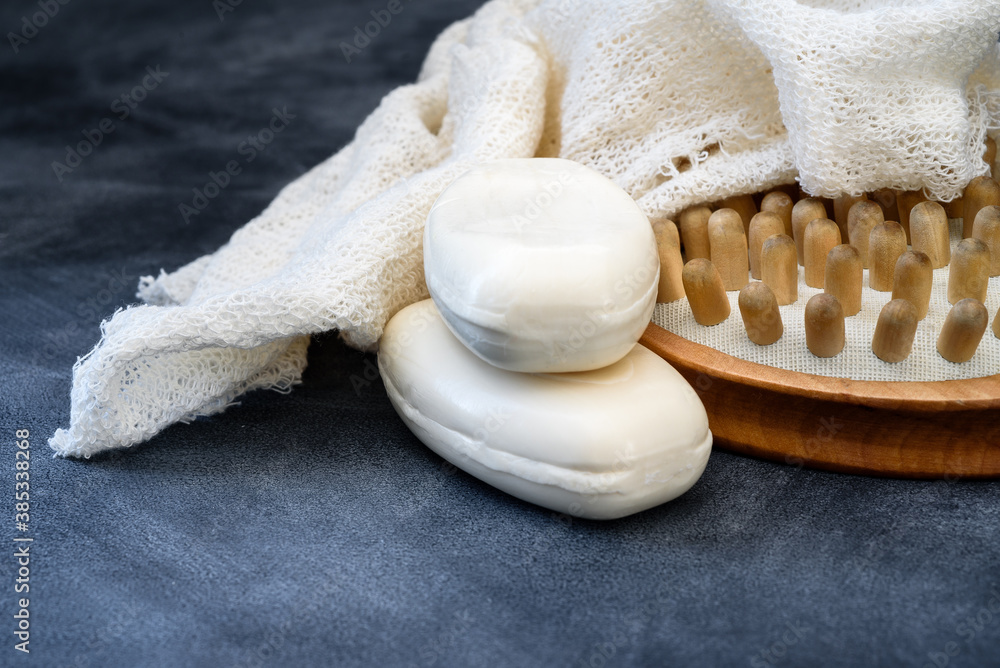 Toilet soap, brush and Terry cloth - bath accessories Toilet soap, brush and Terry cloth - bath accessories