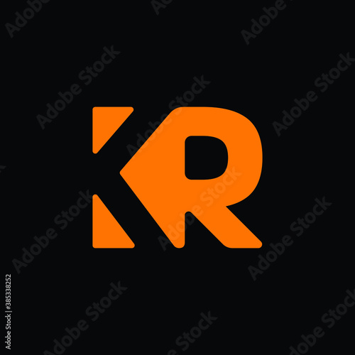 KR letter logo icon vector on black background. Creative letter KR icon. KR vector.	