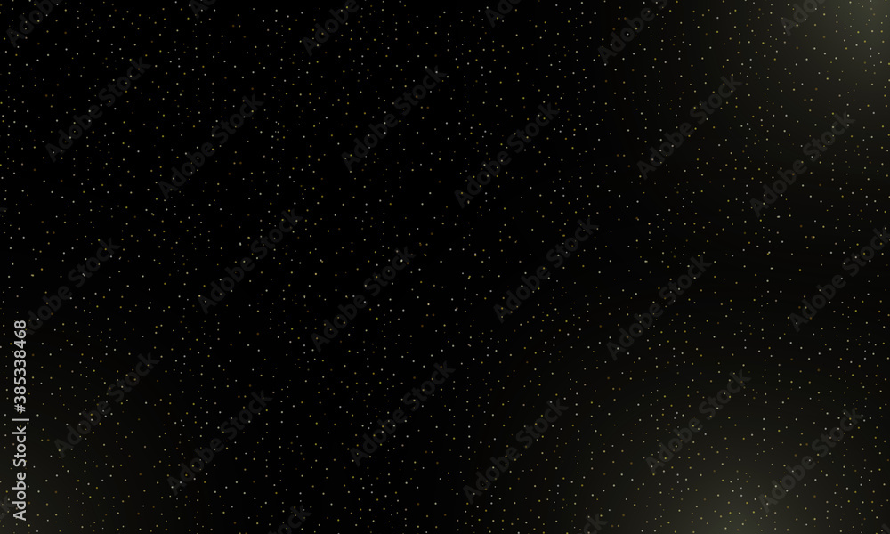 Many golden dots particles in darkness on black background. Many golden dots particles in darkness on black background.