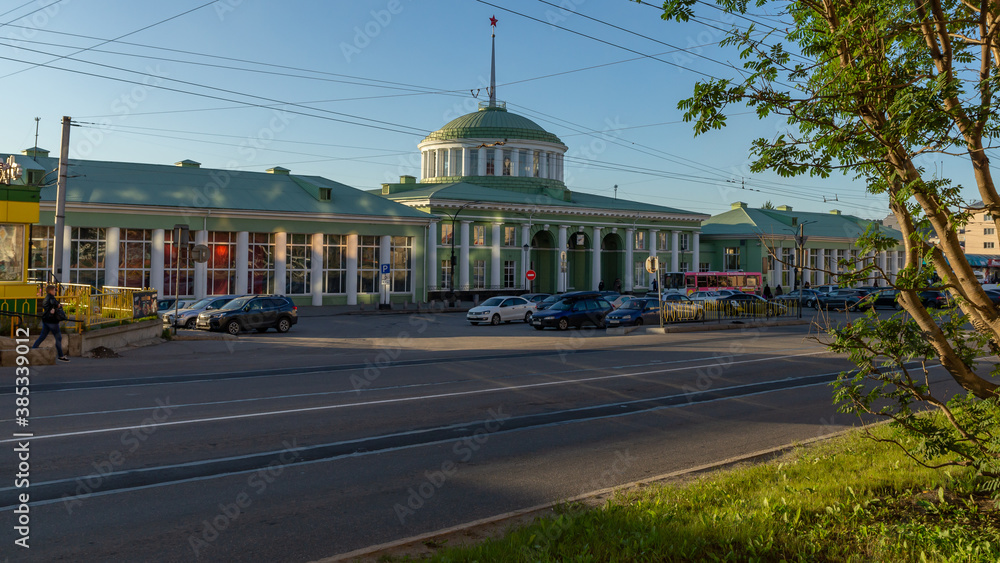 Railway station in Murmansk, Russia, August 2020