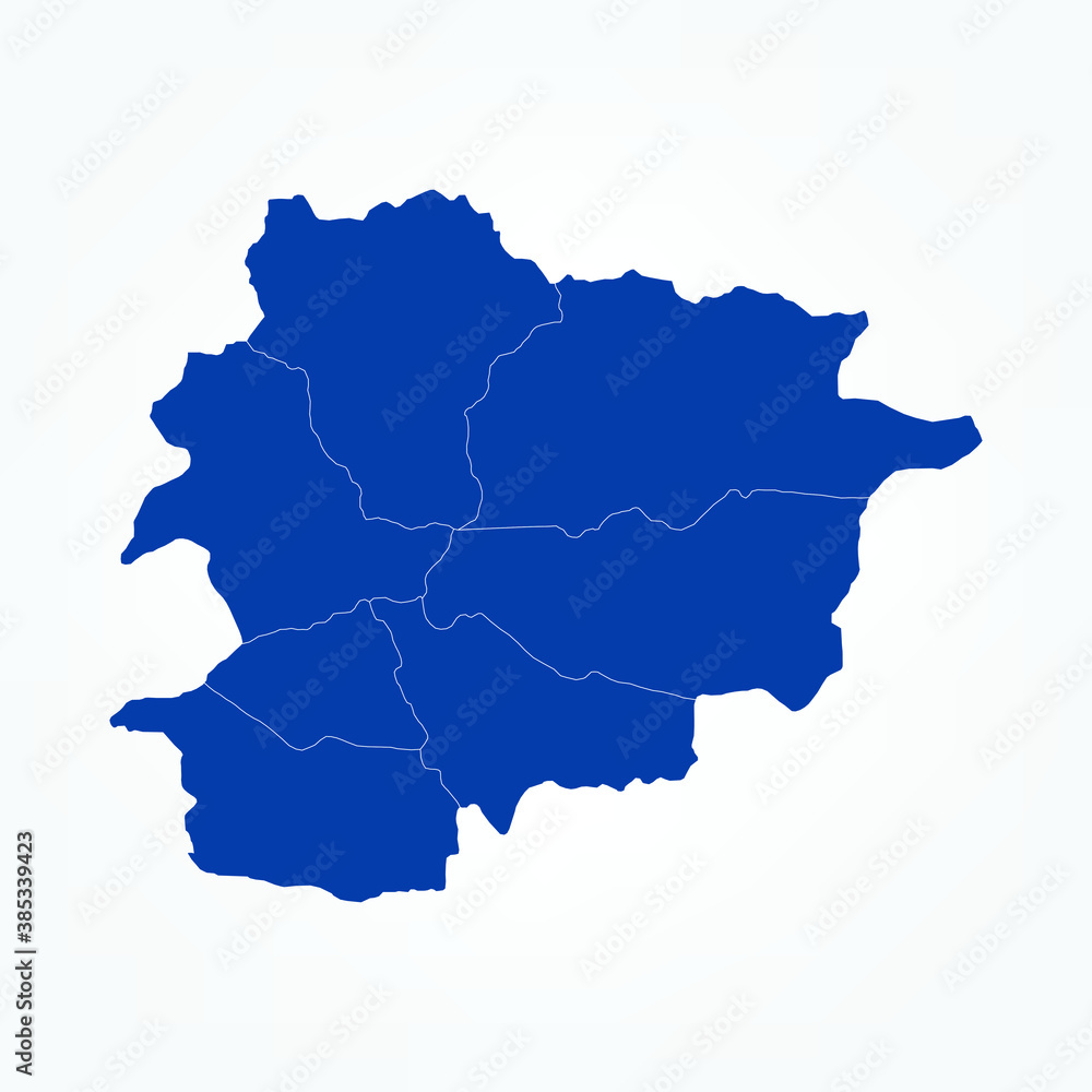 High Detailed Blue Map of Andorra on White isolated background, Vector Illustration EPS 10