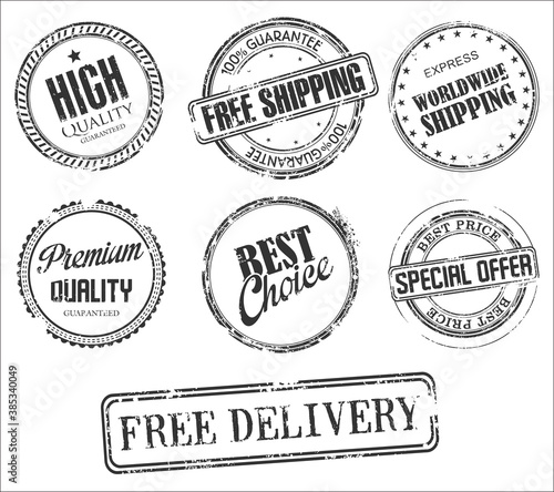 Collection of grunge retro vintage design stamps
