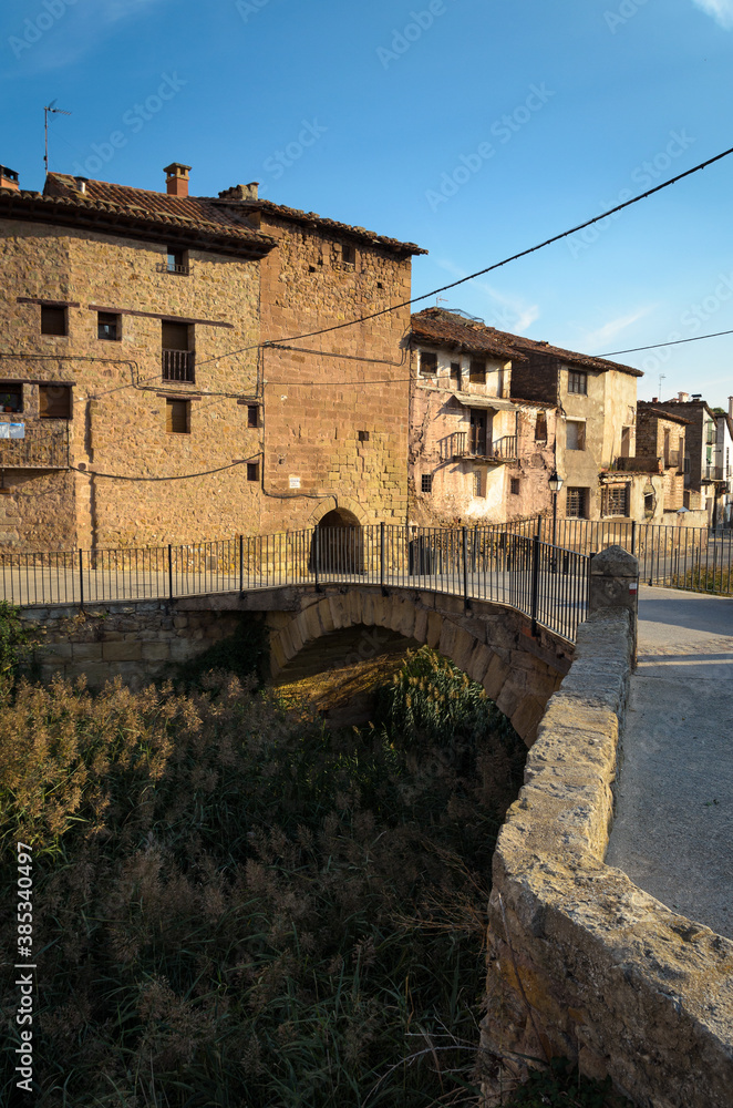 Street of the historical village of Mora de Rubielos, Teruel, Spain