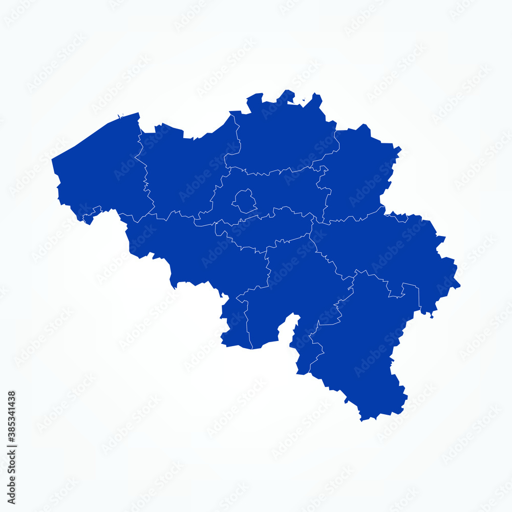 High Detailed Blue Map of Belgium on White isolated background, Vector Illustration EPS 10