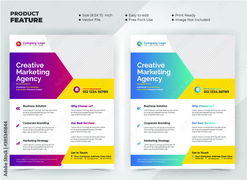Obraz premium Creative Marketing Agency Flyer Template Corporate F Business Flyer template Vector File