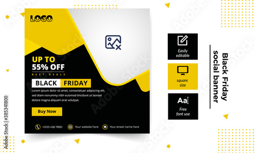 Black Friday sale banner design, social banner design vector 