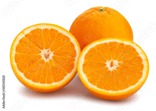 sliced orange fruit path isolated on white