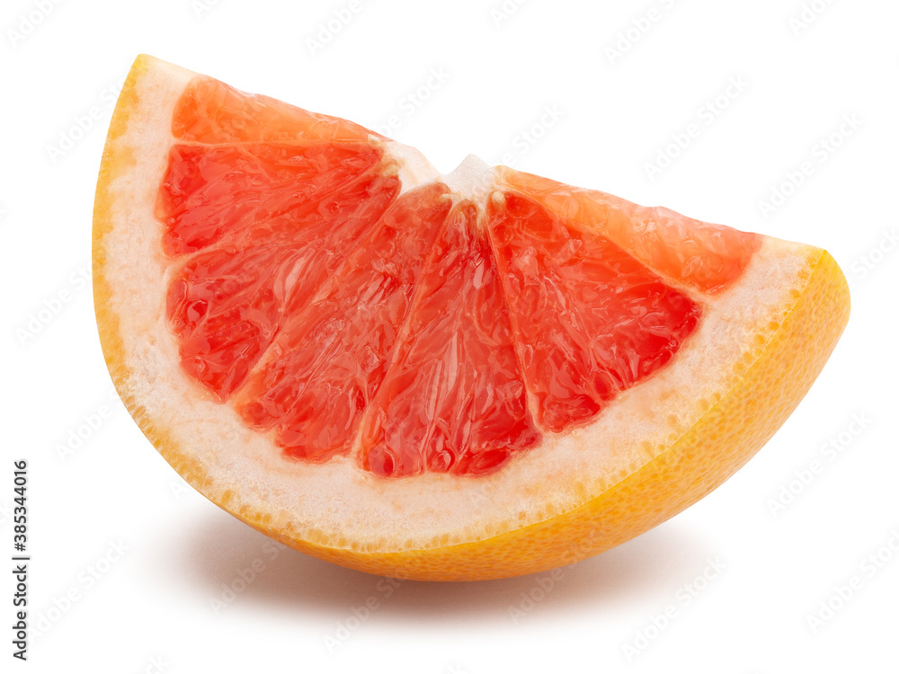 sliced grapefruit path isolated on white