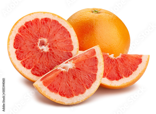 sliced grapefruit path isolated on white