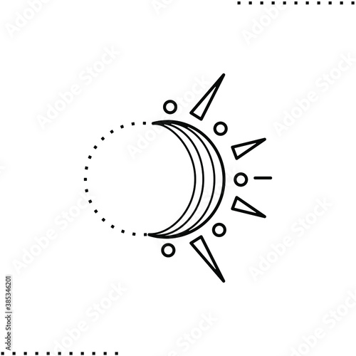 Moon tattoo vector black and white illustration in outlines