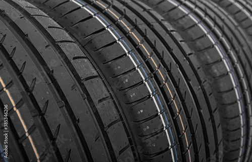 Car tire abstract background close up.