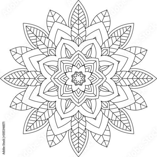Easy Mandala coloring book simple and basic for beginners, seniors and children. Set of Mehndi flower pattern for Henna drawing and tattoo. Decoration in ethnic oriental, Indian style.