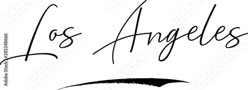 Los Angeles .Cursive Calligraphy Text Black Color Text On White Background
