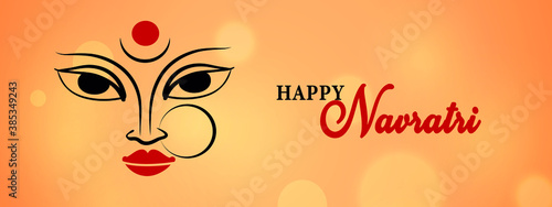illustration of Goddess Durga for Happy Navratri Celebration Poster Or Banner Background