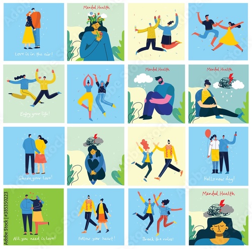 Mental health illustration concept. Psychology visual interpretation of mental health.