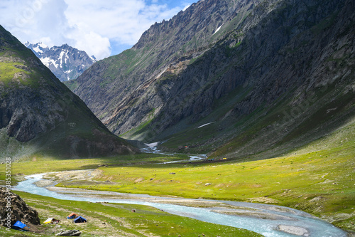 Beautiful landscape view of Baltal on Zoji la pass in Srinagar  Leh road in Jammu and Kashmir, India photo